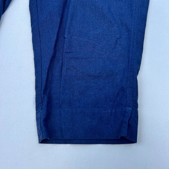 Land n Sea Womens Cropped Drawstring Pants Navy Linen Blend Size XL Pockets - Picture 5 of 9